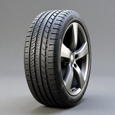 Car tire on alloy wheel