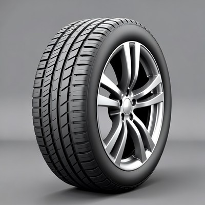 Black Tire on Silver Wheel