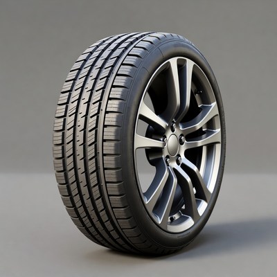 Car tire on alloy wheel