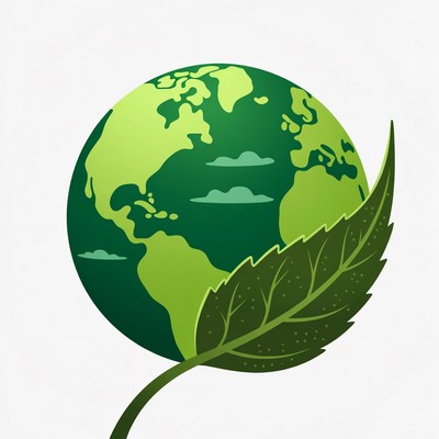 Earth Globe with Green Leaf