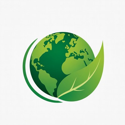 Earth Globe with Green Leaf