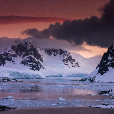 Antarctic Mountains at Sunset