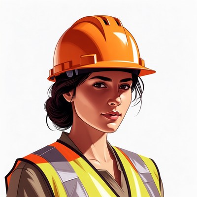 Woman wearing hard hat and vest