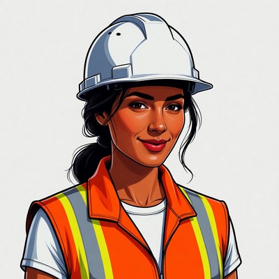 African-American woman in hard hat and vest