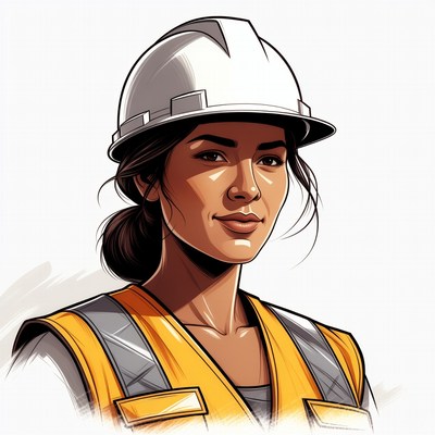 Female construction worker in hard hat