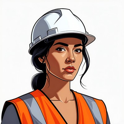 Female construction worker in hard hat