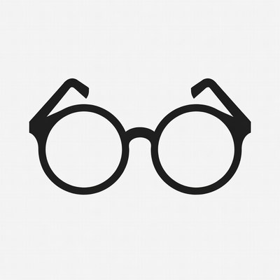 Black outline round eyeglasses