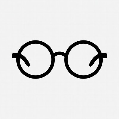 Round Black Line Glasses Icon