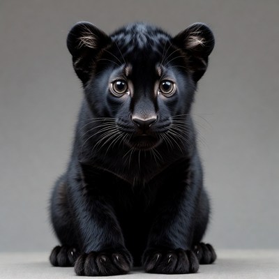 Cute black panther cub
