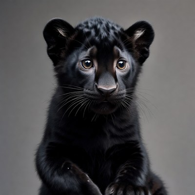 Cute black panther cub