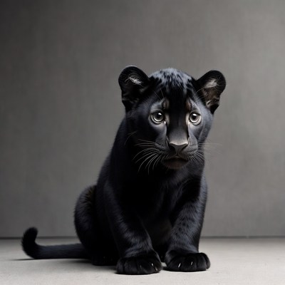 Black Panther Cub Sitting