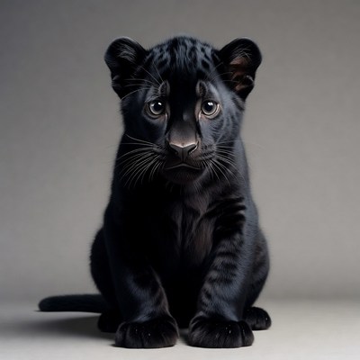 Cute black panther cub