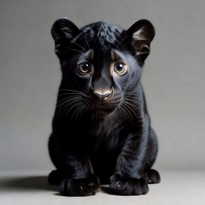 Cute black panther cub