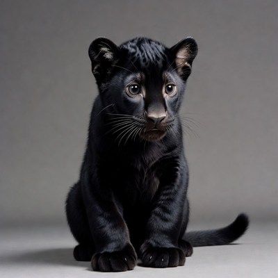 Cute black panther cub