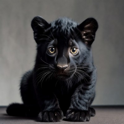 Cute black panther cub