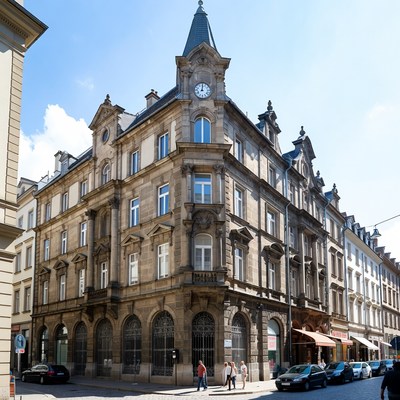 Historic Corner Building with Clock Tower