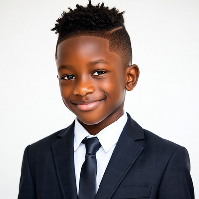 Smiling African-American boy in suit