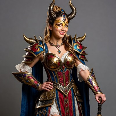 Woman in Viking warrior cosplay armor