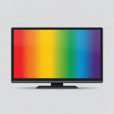 TV displaying rainbow gradient