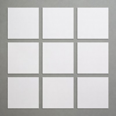 Nine White Squares on Gray Background