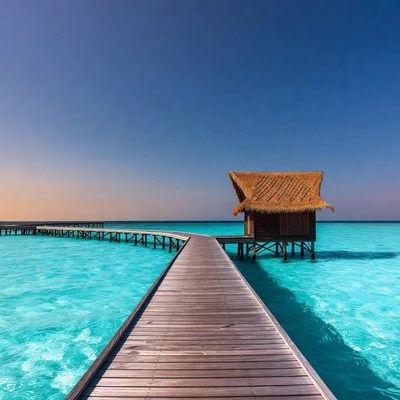 Overwater Bungalow on Turquoise Lagoon