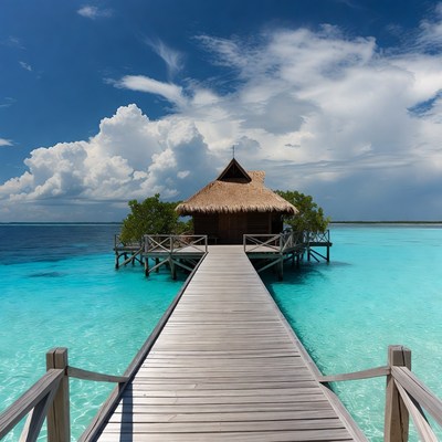 Overwater Bungalow on Turquoise Lagoon