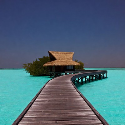 Overwater Bungalow on Turquoise Lagoon