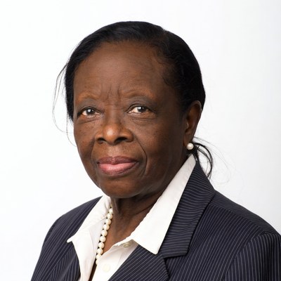 African-American woman in navy suit