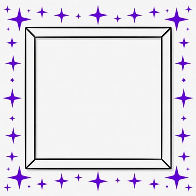 Empty White Frame with Purple Stars