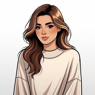Beautiful woman with wavy brown hair
