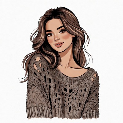 Beautiful woman in knitted sweater