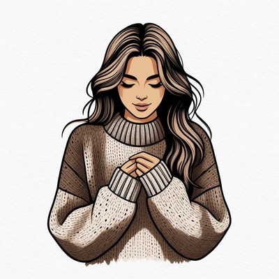 Woman praying with hands clasped