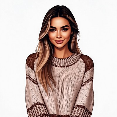 Beautiful woman in beige sweater