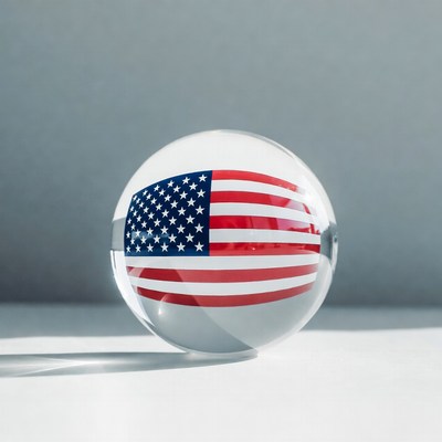 American Flag in Glass Sphere