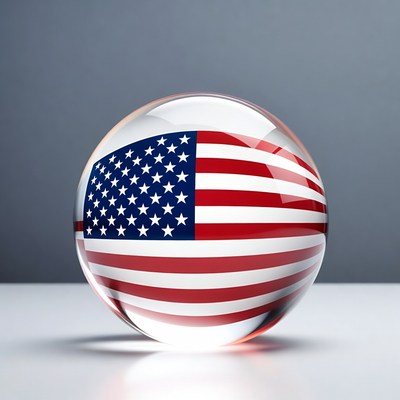 American Flag in Glass Sphere