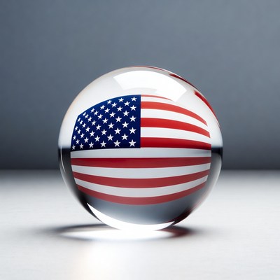 American Flag in Glass Globe