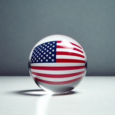 American Flag in Glass Globe
