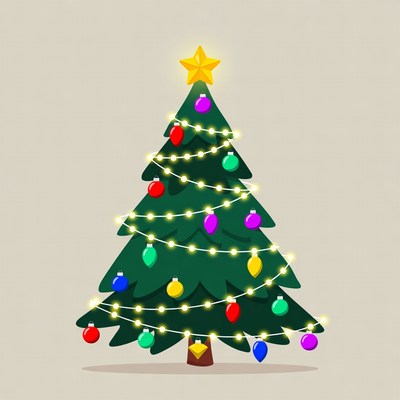 Decorated Christmas Tree Illustration