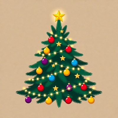 Decorated Christmas Tree Illustration