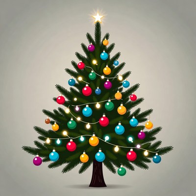 Colorful Christmas Tree with Lights