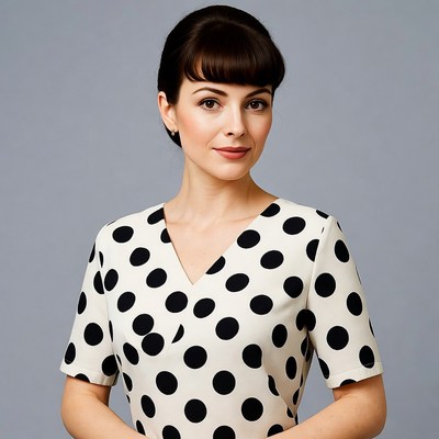 Woman in polka dot dress