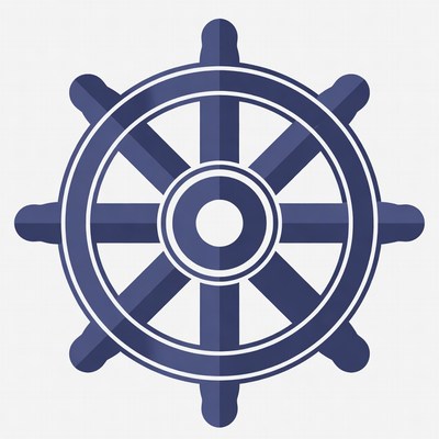 Blue Ship Steering Wheel Icon