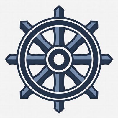 Blue Ship Steering Wheel Illustration