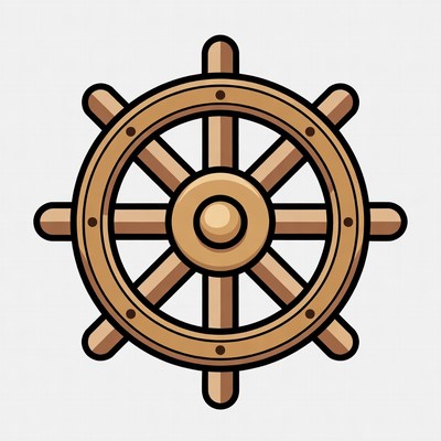 Ship Steering Wheel Illustration