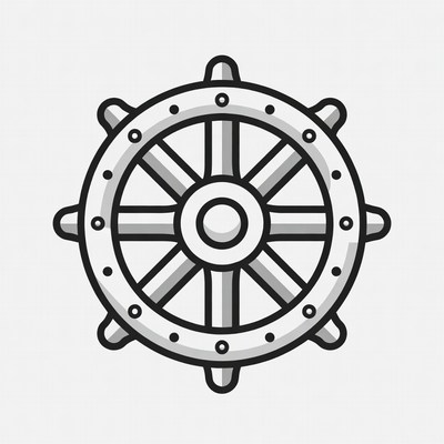 Ship Steering Wheel Illustration
