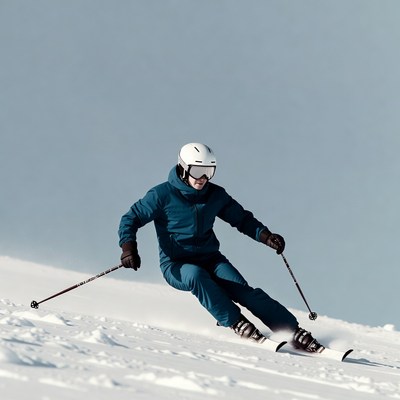 Man skiing down snowy slope