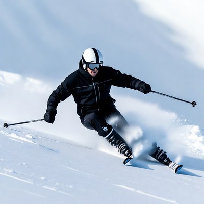 Man skiing down snowy slope