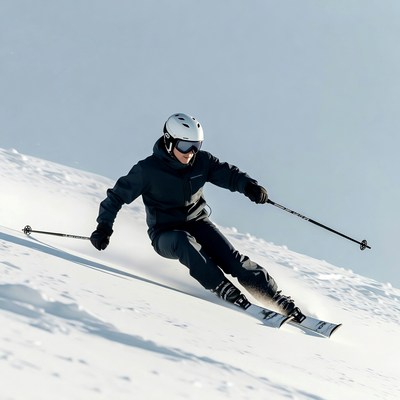 Man skiing down snowy slope