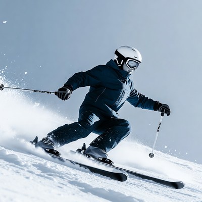 Man skiing down snowy slope