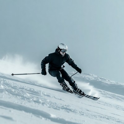 Man skiing down snowy slope